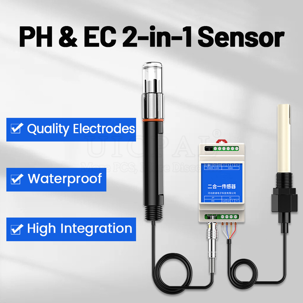Marine Aquarium Par Meter - DIN-Schiene Typ PH EC Kunststoff-Elektroden-Sondendetektor RS485