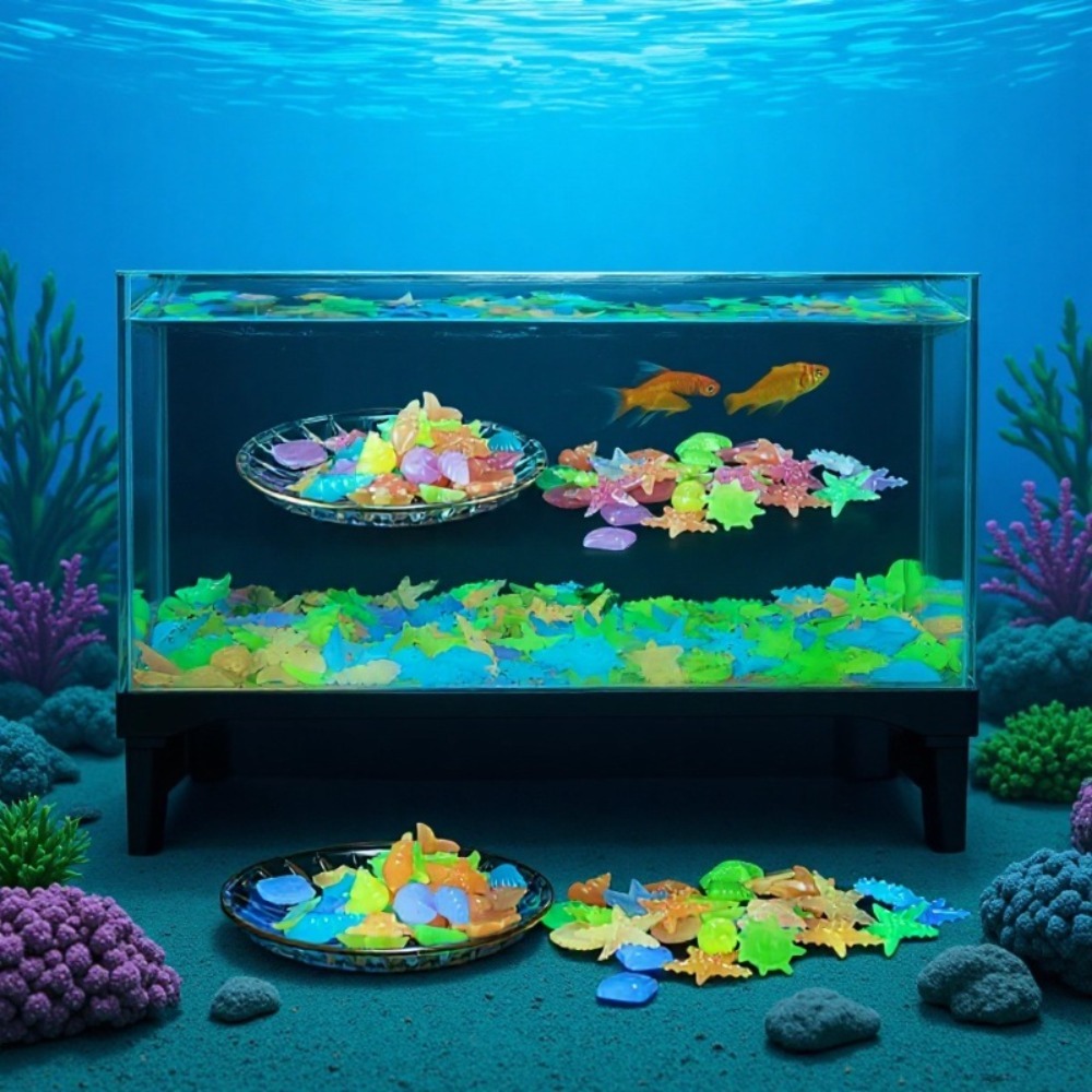 Aquarium Marine Plants - Leuchtende Ozeansteine, fluoreszierende Muscheln, bunte Seesterne