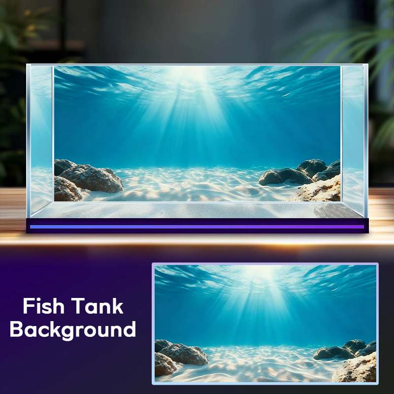 Marine Aquarium Glue - Blaues Meeres-Klarbild-Sandbild, Aquarium-Hintergrundbild, Aquarium-Aufkleber, Selbstklebende Vorderseite,